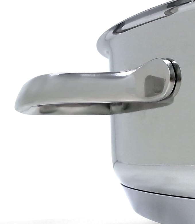 Nuwave Design-18/8 Stainless Steel Cookware,Free of PTFE PFOA PFOS,Fondue Pot Set,Works On All Cooktops and Induction Cooker,Include Pot,Steamer Basket,Glass Lid and 8 Fondue Forks,10 -Yeär Wärranty, 3.5Qt Pot, Silver