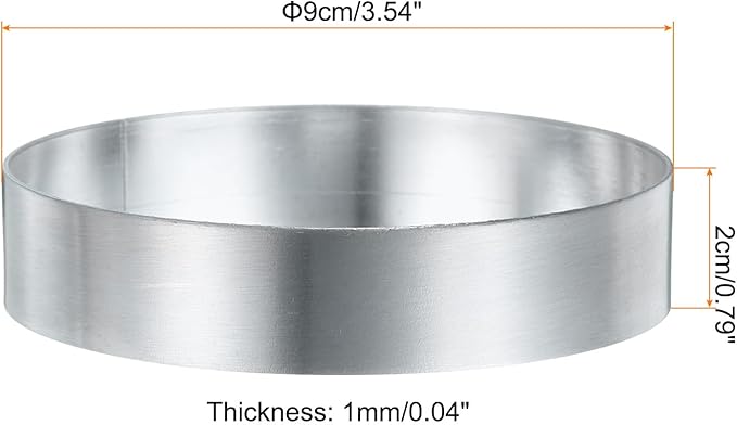 HARFINGTON 4Pcs Round Cake Ring 3.54 x 1 Inch Seamless Stainless Steel Pastry Mousse Dessert Ring Mirror Coating for Baking Cooking English Muffins Crumpet Making Tool