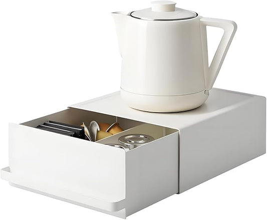 Kitchen Organizer Stand with Drawer, Coffee Maker & Appliance Holder Tea Pod Storage Space Saving Under-Appliance Organizer for Small Kitchen Appliances Like Mixers & Kettles