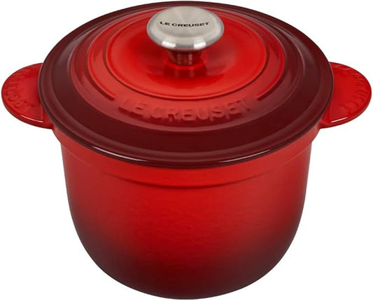 Le Creuset Enameled Cast Iron Rice Pot with Lid & Stoneware Insert, 2.25 qt., Cerise