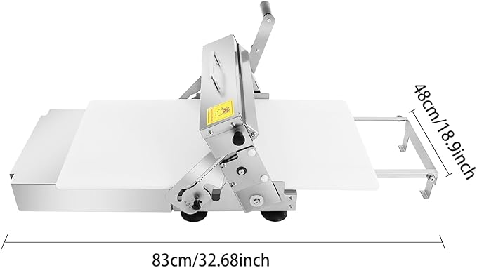 Folding Dough Sheeter, 32.68 x 18.9In Manual Dough Sheeter, 0-25mm Adjustable Thickness Stainless Steel Dough Machine for Baking Pastries and Bread, Pizza, Croissants, Pastry