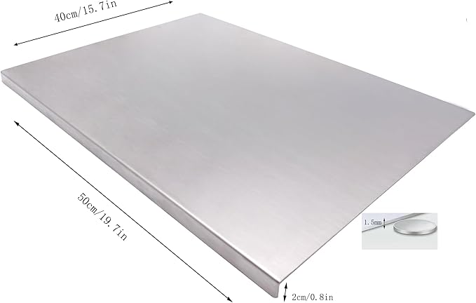 Stainless Steel Cutting Boards for The Kitchen, Suitable for Meat, Fruits, Vegetables, Bread, and Baking Large-sized Cutting Boards (50 x 40cm/19.7 x 15.7 in)