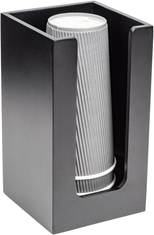 Restaurantware-4.5 x 8 Inch Coffee Cup Dispenser, 1 Countertop Cup Lid Organizer - Holds Cups/Lids/Napkins Up To 3.75 Inch in Diameter, Black Bamboo Cocktail Napkin Holder, For Bars or Offices