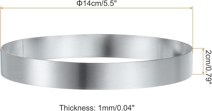 HARFINGTON 4Pcs Round Cake Ring 5.5 x 1 Inch Seamless Stainless Steel Pastry Mousse Dessert Ring Mirror Coating for Baking Cooking English Muffins Crumpet Making Tool