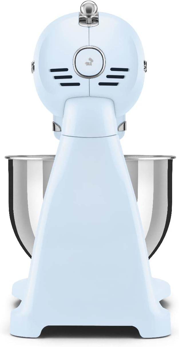 SMEG SMF03 Stand Mixer – 5 Qt Tilt-Head Mixer with Stainless Steel Bowl, 10 Speeds, Retro 50s Vintage Style – Pastel Blue