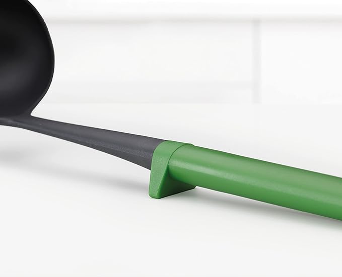Joseph Joseph Duo 5-Piece Utensil Set with Integrated Tool Rests: Vibrant Set with Solid & Slotted Spoons, Turners, and Ladle, Hygienic Design, Heat-Resistant, Perfect for Hanging Storage
