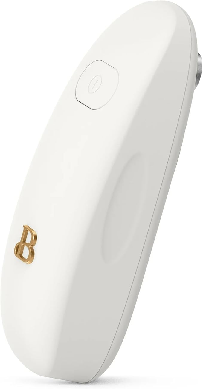 Beautiful by Drew Barrymore Battery Powered Electric Can Opener - Smooth Edge, No Sharp Edges, One-Touch Operation - Kitchen Gadgets, Kitchen Essentials for Seniors, RV Must Haves (White Icing)