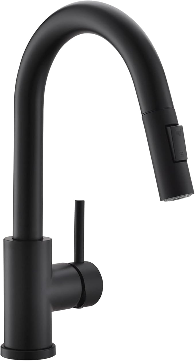 Modern Bar Sink Faucet for Kitchen Sink Single Handle with Pull Out Sprayer Hot and Cold Prep Sink Faucet Matte Black