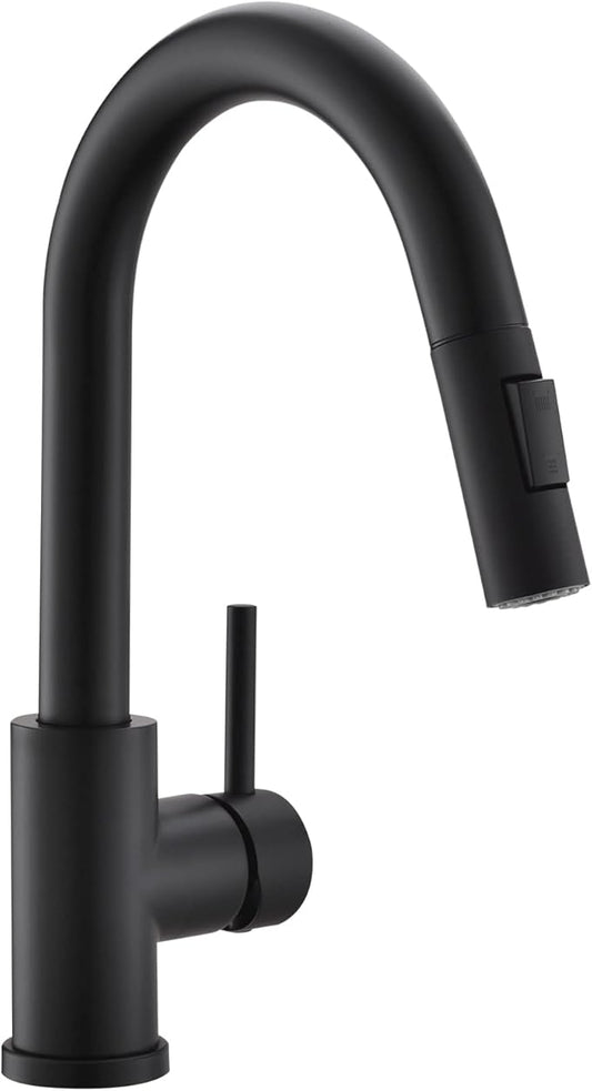 Modern Bar Sink Faucet for Kitchen Sink Single Handle with Pull Out Sprayer Hot and Cold Prep Sink Faucet Matte Black