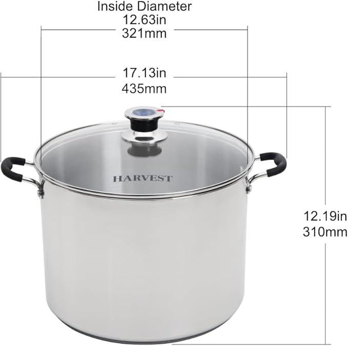 Harvest Stainless Steel 20 Qt Canning Pot with Rack | Water Bath or Steam Canning | Works on All Stovetops Including Induction, Glass, Gas (Stainless Steel Canner + Tools)