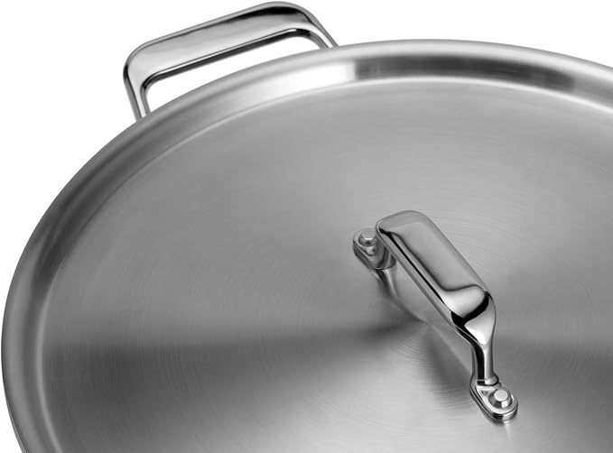 Misen 5-Ply Stainless Steel 6QT Rondeau – Wide, Flat Cooking Surface - Even Heating, Perfect Searing - Durable, Versatile Cookware – Oven-Safe to 800F, Induction Compatible