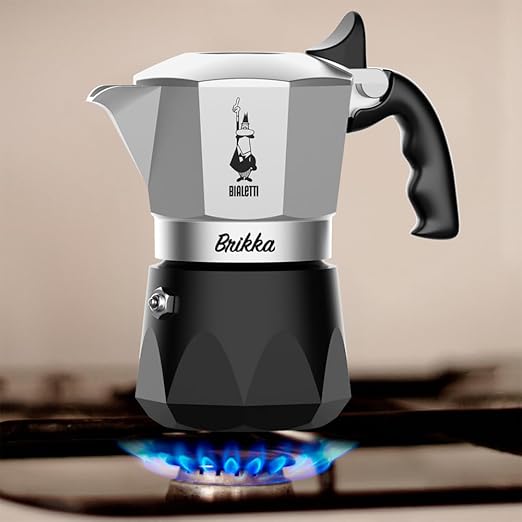 Bialetti Brikka Moka Pot - Crema-Rich Stovetop Espresso Maker, Italian Coffee Maker, 2 Espresso Shots (3.4 oz - 100 ml), Black