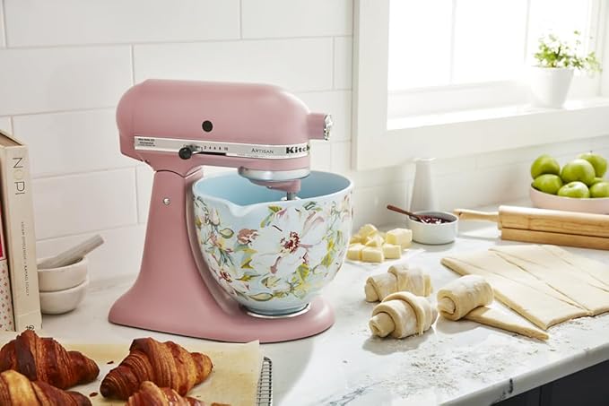 KitchenAid 5 Quart Ceramic Bowl for all 4.5-5 Quart Tilt-Head Stand Mixers KSM2CB5PWG, White Gardenia