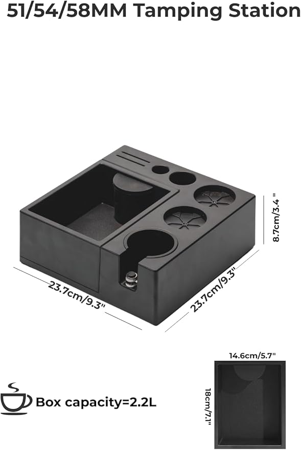 Multifunctional Espresso Tamping Station with Knock box| Universal Fit Espresso Accessories Organizer| Barista Tool Organizer for 51 54 58mm Portafilter, Tamper, Distributor & Puck Screen