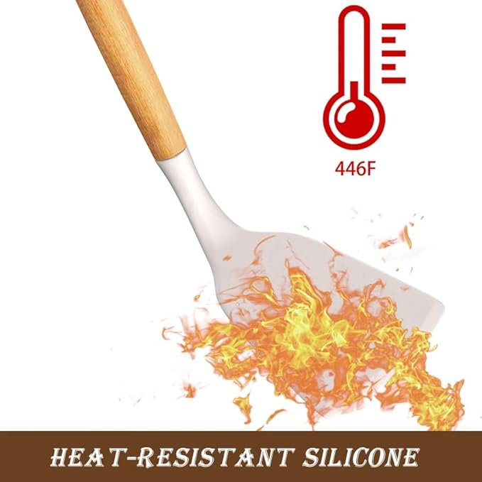 33-Piece Silicone Kitchen Cooking Utensils Set with Large Holder | Food Grade- Heat-Resistant,Non-Stick Cooking Utensils with Wooden Handles | BPA-Free Kitchen Tools for Nonstick Cookware for Gifting
