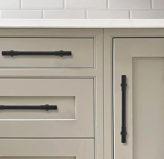 khtumeware 3-1/2 Inch(89mm) Hole Center 10 Pack Matte Black Cabinet Pulls Heavy Duty Soild Kitchen Drawer Handles Cabinet Hardware for Cupboard Drawer Handles Dresser Pulls