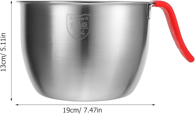 Stainless Steel Mixing Bowl with Handle 7.5 Inch Deep Batter Bowl for Kitchen Baking Cooking Prep