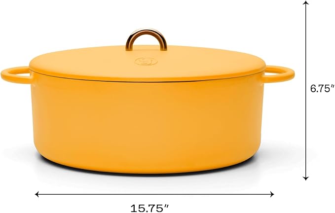 Great Jones Dutchess Cast Iron Dutch Oven Pot With Lid (Mustard) - Large 6.75 Quart Size, Dual Handles - All Stovetop Safe - 500° Dutch Oven For Bread Baking | Dishwasher Friendly