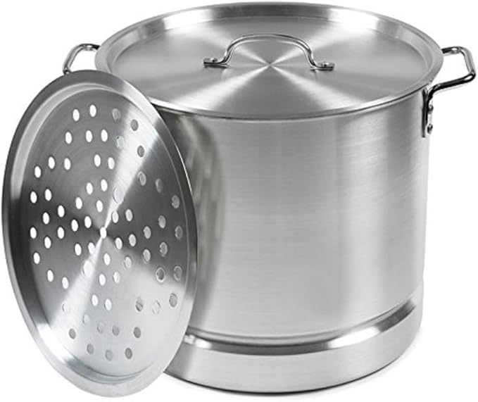 IMUSA USA Aluminum Tamale and Steamer Steamer Pot 20-Quart, Silver