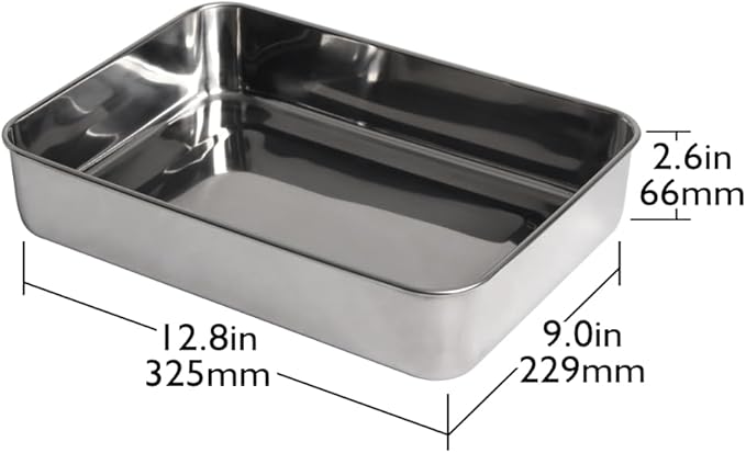 Lindy's Stainless Steel 9 X 13 Inches Covered Cake Pan with Stainless Steel Lid, Deep Pan for Baking Cakes, Breads, Casseroles, Fish, Vegetables and More