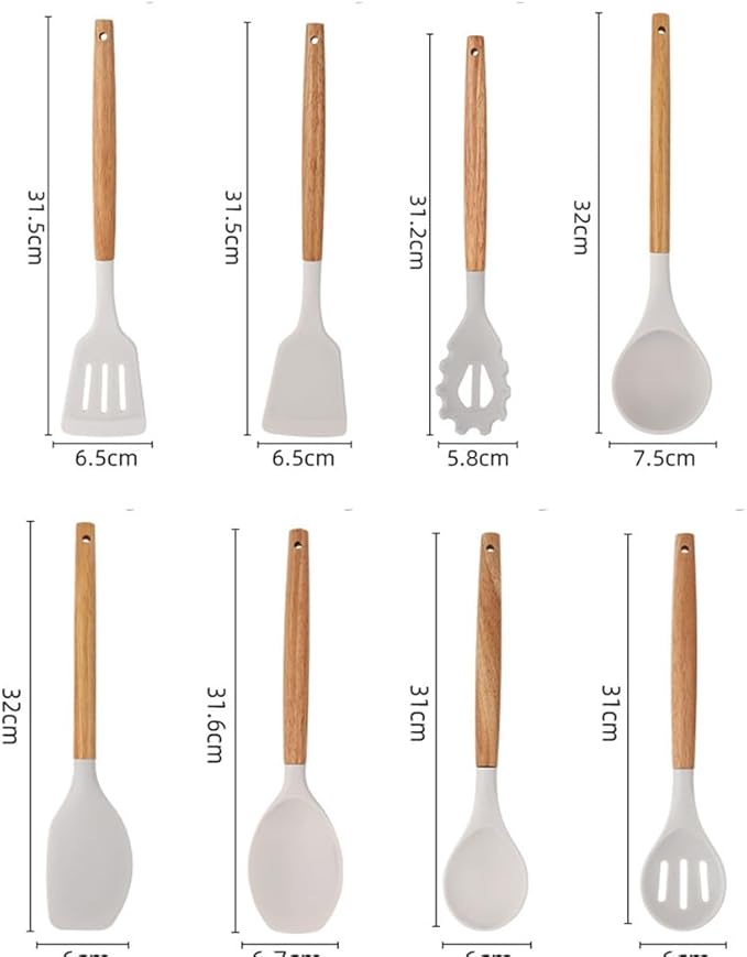 19 Pieces Kitchen Utensils and Knife Set with Block, with 9 Piece Silicone Cooking Utensils Set 5 Piece Sharp Stainless Steel Chef Knives Scissors Whisk Tongs and Cutting Board (19 in 1) (Beige)