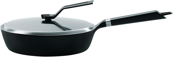 Vermicular Oven-Safe Skillet with Stainless Steel Lid | 24cm Deep (9.4”) | Aluminum Handle | Lightweight Enameled Cast Iron Pan with Non-Toxic Enamel Finish | Induction-compatible | Made in Japan