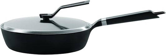 Vermicular Oven-Safe Skillet with Stainless Steel Lid | 24cm Deep (9.4”) | Aluminum Handle | Lightweight Enameled Cast Iron Pan with Non-Toxic Enamel Finish | Induction-compatible | Made in Japan