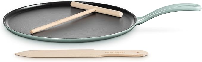 Le Creuset Enameled Cast Iron Traditional Round Crepe Pan, 10.25", Sea Salt