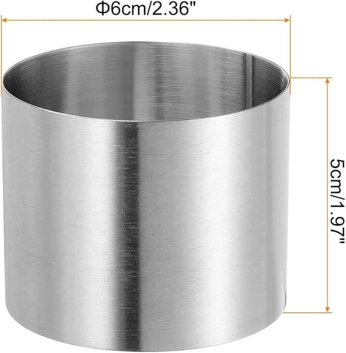 HARFINGTON 4PCS Round Cake Ring 2.36 x 2 Inch Seamless Stainless Steel Pastry Mousse Dessert Ring Mirror Coating for Baking Cooking Making Tool