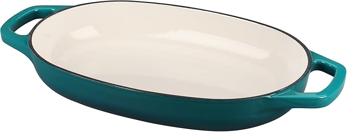 Enameled Cast Iron Oval Dutch Oven Pot with Lid, Dutch Oven for Sourdough Bread Baking, Oval Bread Pan, Bread Oven, Bread Dutch Oven, 5qt, Darkcyan