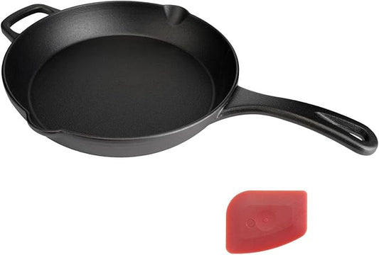 10 Inch Cast Iron Skillet – Pre-Seasoned Frying Pan for Holiday Cooking, Heavy-Duty Oven Safe Cookware for Home Kitchen & Outdoor Use