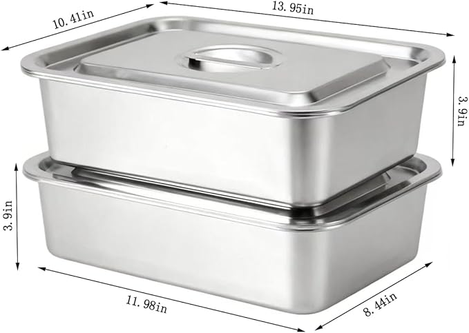 4 Inch Deep Lasagna Pan with Lid, 2 Pack 7.4QT Stainless Steel Baking Pan with Lid, Roasting Pans with Lid, Rectangle Baking Sheet for Oven