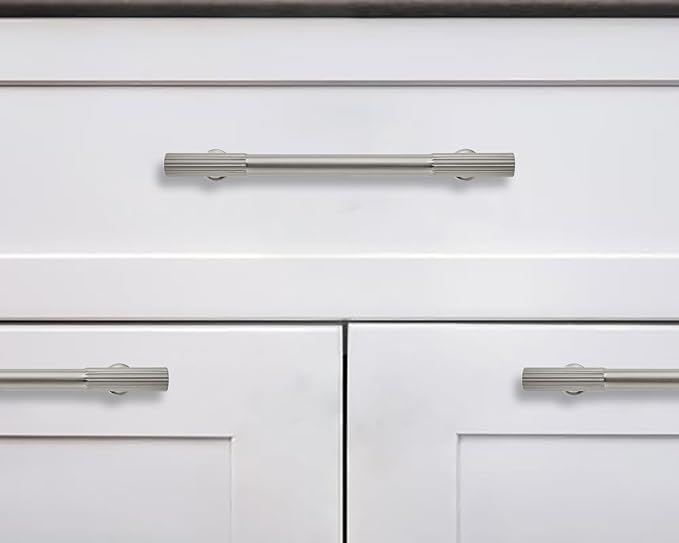 khtumeware 8 Inch Hole Center 5 Pack Brushed Satin Nickel Cabinet Pulls, Kitchen Drawer Handles, for Dresser cabinets, cabinets, Door cabinets, Hardware