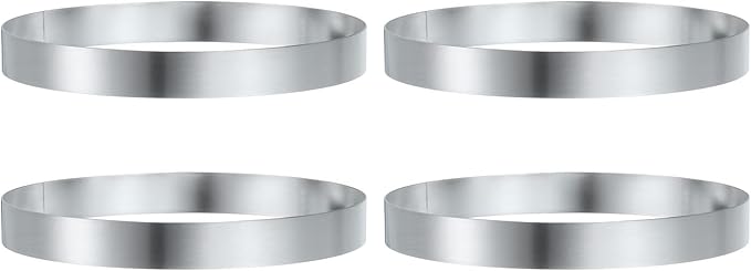 HARFINGTON 4Pcs Round Cake Ring 6.3 x 1 Inch Seamless Stainless Steel Pastry Mousse Dessert Ring Mirror Coating for Baking Cooking English Muffins Crumpet Making Tool