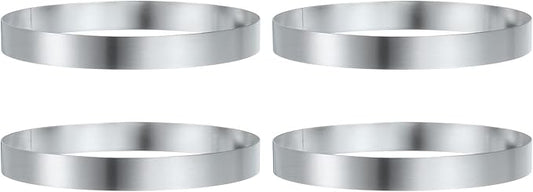 HARFINGTON 4Pcs Round Cake Ring 6.3 x 1 Inch Seamless Stainless Steel Pastry Mousse Dessert Ring Mirror Coating for Baking Cooking English Muffins Crumpet Making Tool
