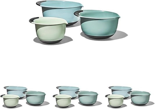 OXO Good Grips 3-Piece Plastic Mixing Bowl Set - Cadet Blue,Tower Gray,Jade,Small,Medium,Large,(Pack of 4)