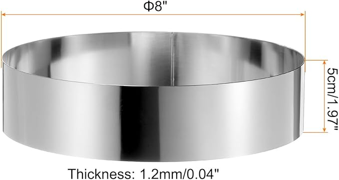 HARFINGTON 4PCS Round Cake Ring 8 x 2 Inch Seamless Stainless Steel Pastry Mousse Dessert Ring Mirror Coating for Baking Cooking Making Tool