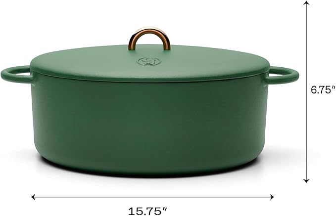 Great Jones Dutchess Cast Iron Dutch Oven Pot With Lid (Broccoli) - Large 6.75 Quart Size, Dual Handles - All Stovetop Safe - 500° Dutch Oven For Bread Baking | Dishwasher Friendly
