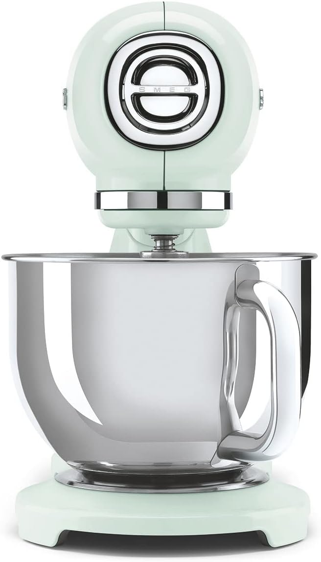SMEG SMF03 Stand Mixer – 5 Qt Tilt-Head Mixer with Stainless Steel Bowl, 10 Speeds, Retro 50s Vintage Style – Pastel Green