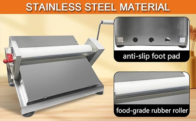 Manual Fondant Dough Sheeter, 16 inch Pastry Dough Roller, Croissant Baking Presser
