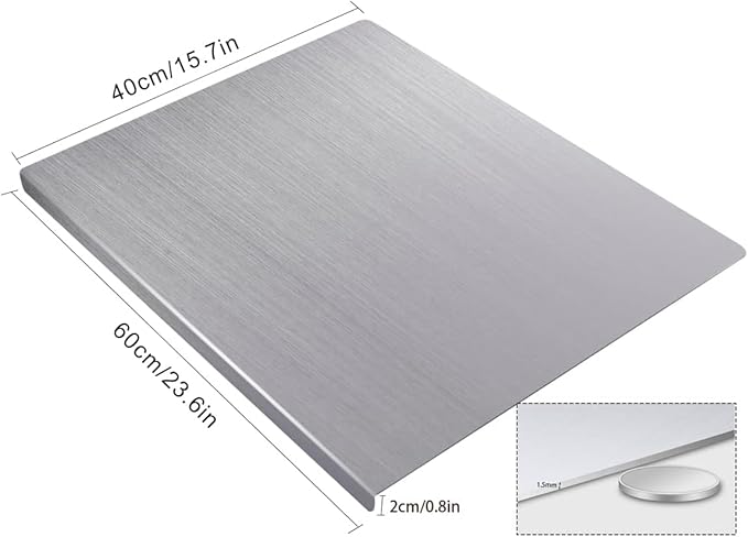 Cutting Board for Kitchen, Food Grade Stainless Steel Cutting Board with Lip, Metal Chopping Board for Meat, Fruits, Vegetables, Bread, and Baking (60 x 40cm/23.6.7 x 15.7 in)