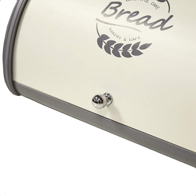 X458 Gray Bread Box Roll Top, Metal Bread Box for Kitchen Countertop, Large Space, Keeps Bakery Items Fresh Longer, Bread Bin for Kitchen Countertop, Breadbox to Store Cookies, Bagels, Muffins