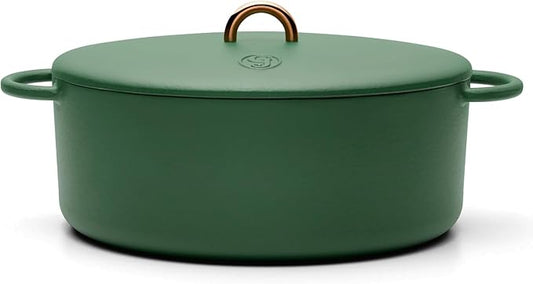 Great Jones Dutchess Cast Iron Dutch Oven Pot With Lid (Broccoli) - Large 6.75 Quart Size, Dual Handles - All Stovetop Safe - 500° Dutch Oven For Bread Baking | Dishwasher Friendly