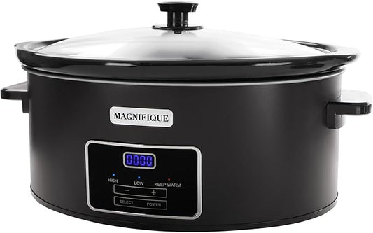 8 Quart Programmable Slow Cooker, Kitchen Appliances, Perfect Kitchen Small Appliance for Family Dinners, Black Stainless Steel