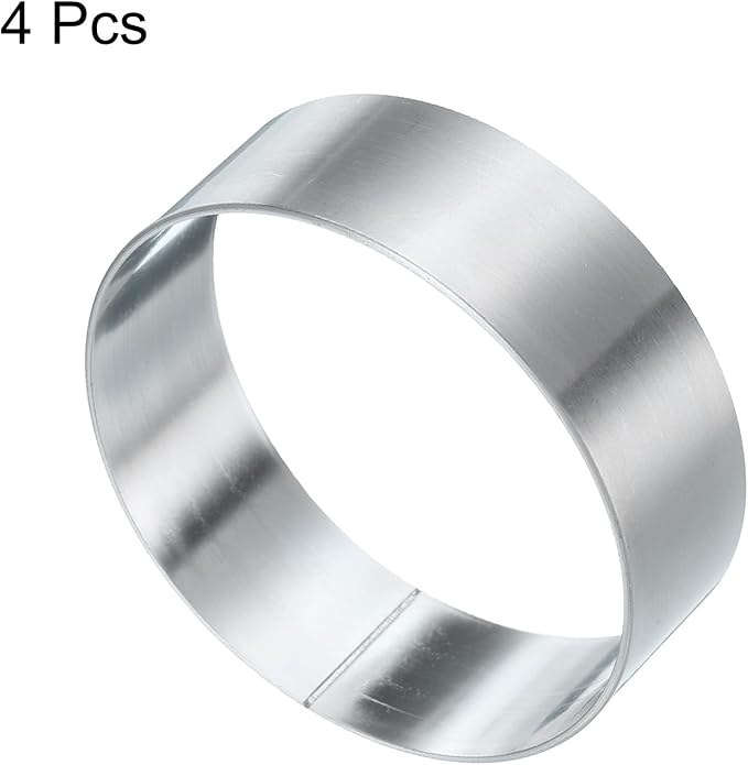 HARFINGTON 4Pcs Round Cake Ring 2.36 x 1 Inch Seamless Stainless Steel Pastry Mousse Dessert Ring Mirror Coating for Baking Cooking English Muffins Crumpet Making Tool
