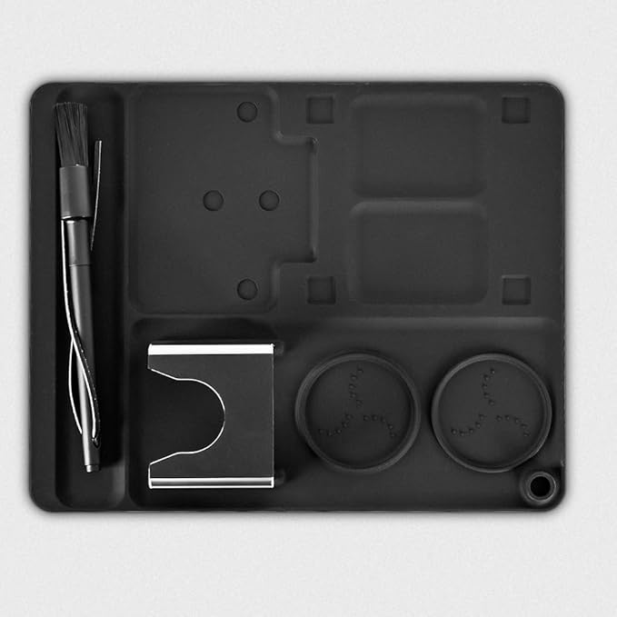 Espresso Tamping Mat Compatible-for Eureka-Mignon - CAFEMASY Espresso Tamping Station Coffee Grinder Base Mat Kit Silicone Tamper Mat for Countertops with Cleaning Brush Accessories Tools