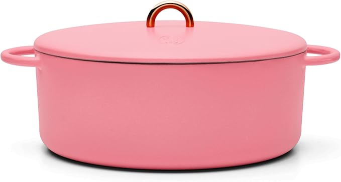 Great Jones Dutchess Cast Iron Dutch Oven Pot With Lid (Taffy) - Large 6.75 Quart Size, Dual Handles - All Stovetop Safe - 500° Dutch Oven For Bread Baking | Dishwasher Friendly