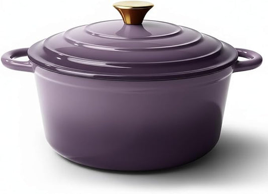 4.5 Quart Dutch Oven Pot with Lid, Non Stick Enameled Cast Iron Dutch Oven for Bread Baking, Heavy-Duty, Oven Safe Ceramic Cookware Up to 500°F for Baking, Braising, Stews, Roasting, Purple