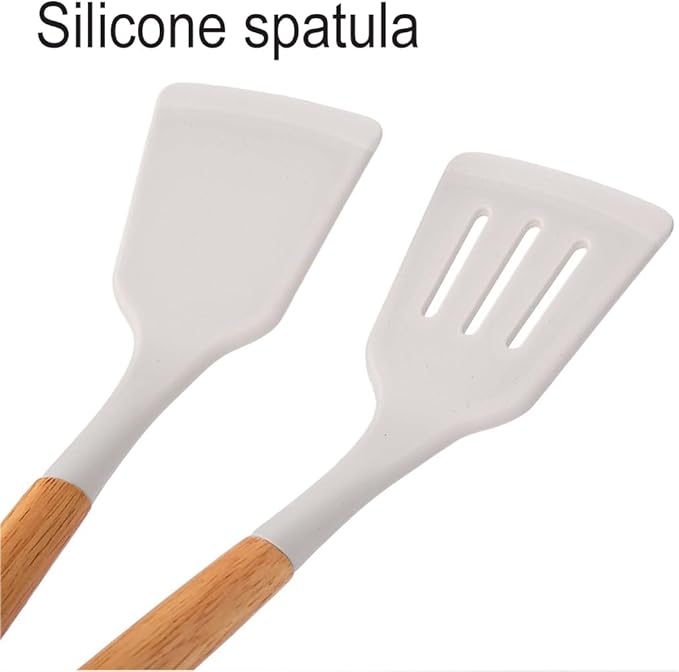 19 Pieces Kitchen Utensils and Knife Set with Block, with 9 Piece Silicone Cooking Utensils Set 5 Piece Sharp Stainless Steel Chef Knives Scissors Whisk Tongs and Cutting Board (19 in 1) (Beige)