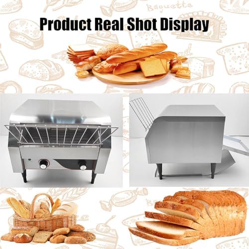 Commercial Conveyor Toaster Catering Conveyor Toaster Electric Bread Maker 150/300/450 Pieces/Hour Automatic Oven Intelligent Temperature Control (Silver 450)